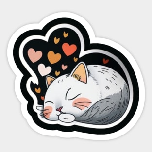 Sleepy Cat Valentine's Day Sticker